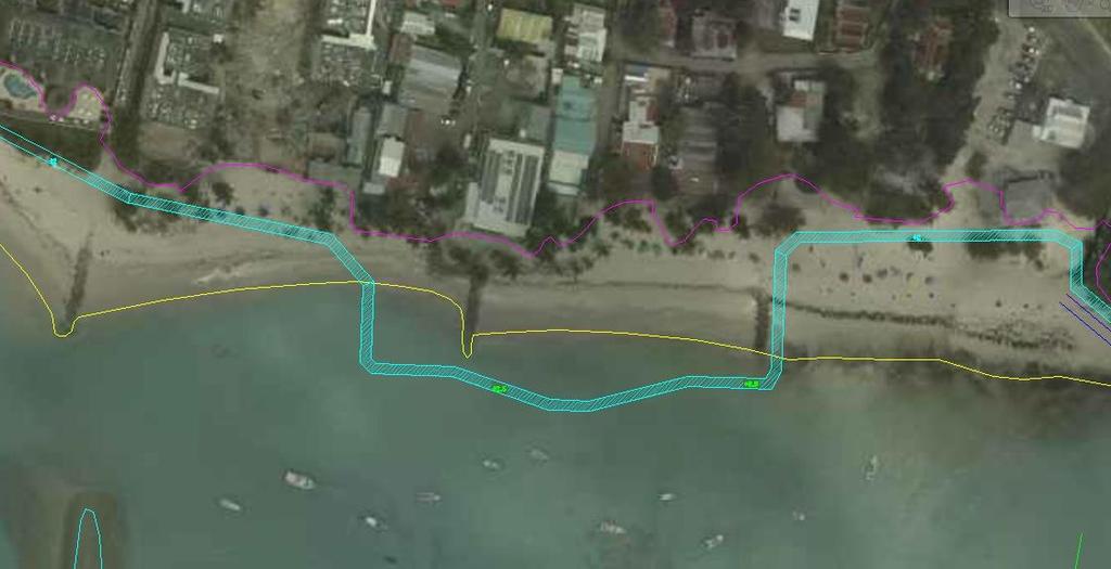 promenade. This was determined to be feasible in this region due to the natural sheltering effect of the existing offshore reef. The preliminary layout for the overwater walkway is shown in Figure 7.