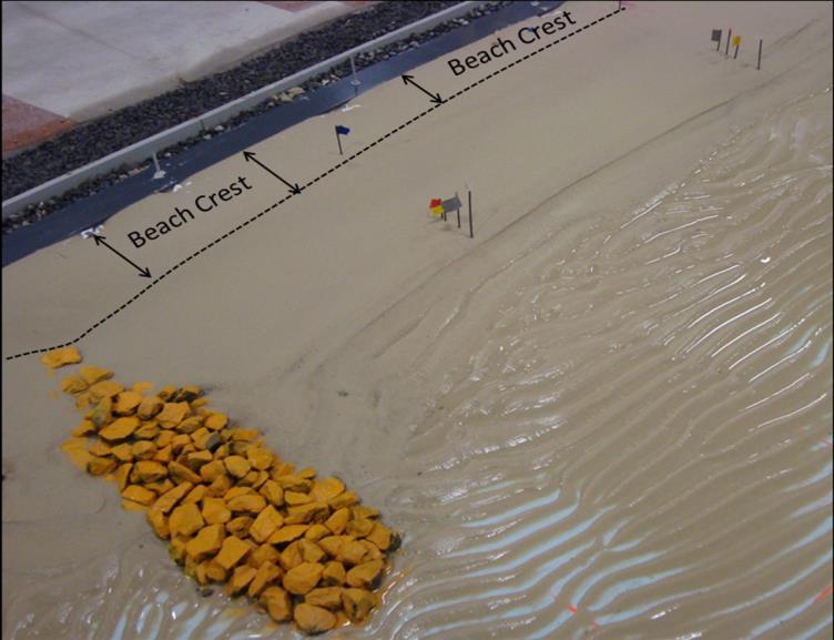 morphology. This information was compared to the results from existing conditions testing, as well as prototype measurements to gauge the relative effect on the beach systems.