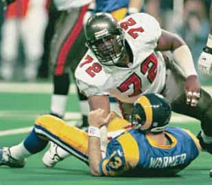 1999 NFC CHAMPIONSHIP GAME ST. LOUIS 11, TAMPA BAY 6 TRANS WORLD DOME JANUARY 23, 2000 Tampa Bay held the high-powered Rams in check for nearly 60 minutes, but a late TD pass enabled St.