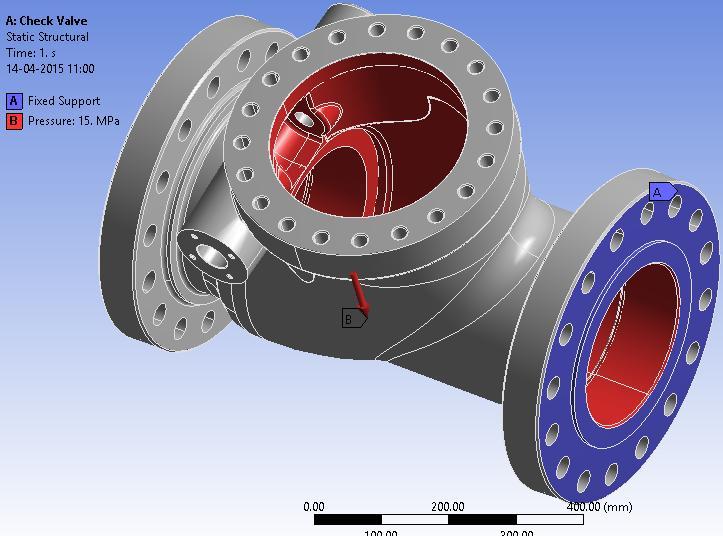 In this work, the 3D model of the check valve housing has been created using the 3D modeling sofware Pro/E Creo as shown in Figure 5.1. 5.2 PREPROCESSING FEA package ANSYS R14.