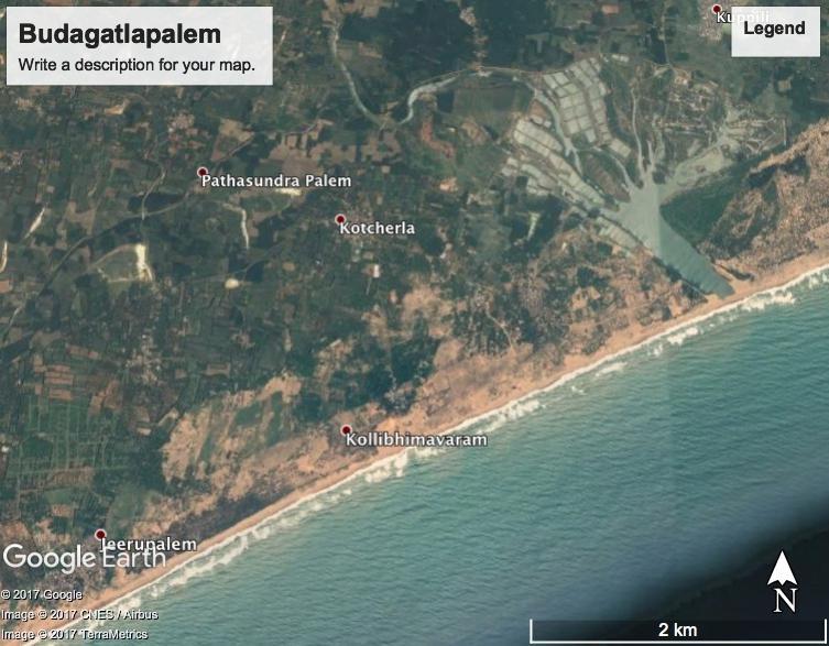 distance of 9 km from Srikakulam the headquarters. The fishery centre is on the open coast adjacent to Budagatlapalem village.