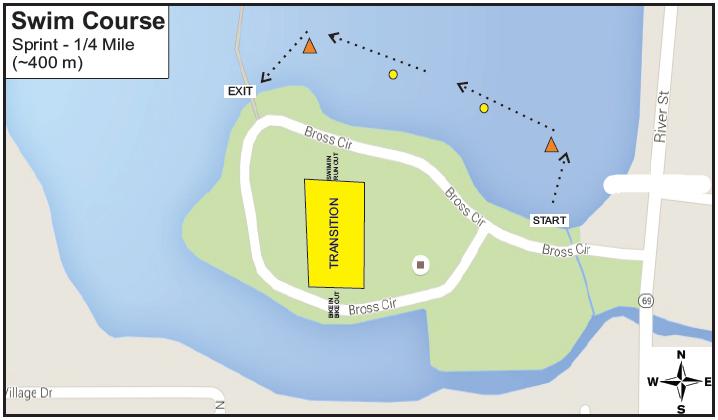 COURSE MAPS Please see attached PDF of maps or click HERE. SWIM COURSE SUMMARY The swim will be held in Lake Belle View. The distance is a 1/4 mile and the course follows the shoreline.