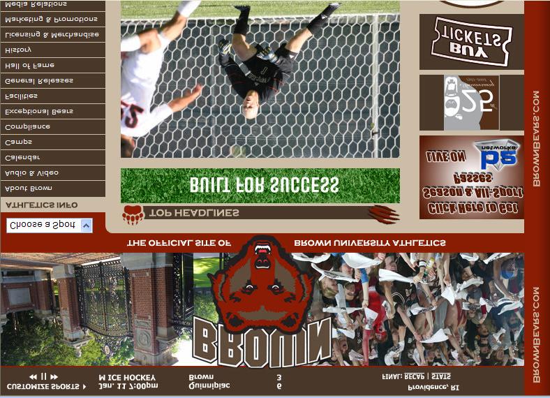 Internet Opportunities Logo identification on the Brown Athletics website, www.brownbears.
