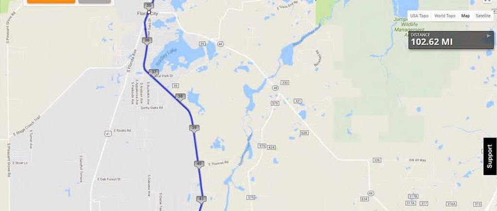 STAGE #1 102 MILE BIKE Mile 35-41 Unstaffed SAG 35 41 Continue SOUTH on Withlacoochee State Trail. *** No route markers are allowed on Withlacoochee Trail. 35.0 Unsupported SAG at Floral City.