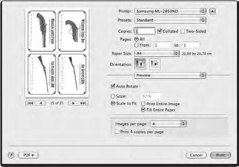 The following illustration shows the necessary printer settings to do so, marked by the black boxes: (The example shows a Print window