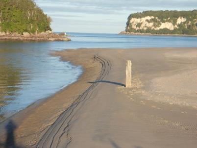 Photo taken 30 th June 2013 the spur of the Whangamata Bar erodes within days and/or