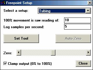26.2 FREEPOINT TOOL SETUP FIG: 26.2 Freepoint Setup When the Setup button on the Freepoint control panel is pressed, the window shown below will appear. This is the Freepoint setup control panel.
