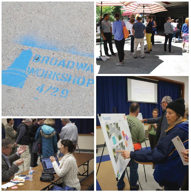 The Broadway Complete Street Plan Planning process included walking audits and public meetings/workshops from Spring 2015 to Winter 2016.