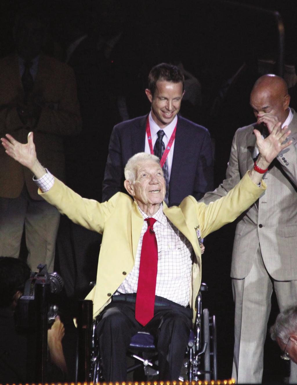 Each member of the Pro Football Hall of Fame receives his Hall of Fame gold jacket during the