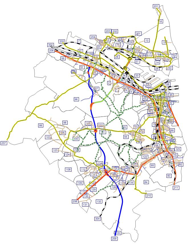 3 Cycling network Coding a macroscopic cycling model of the city Developement of present transport model Addition of a new