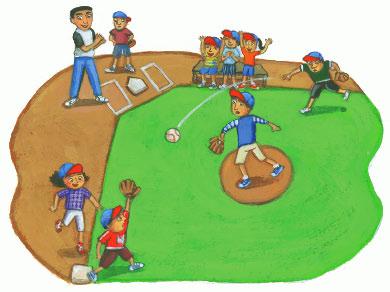 The children jumped up and cheered. They ran onto the new field. Then they chose teams and took their positions on the baseball diamond.