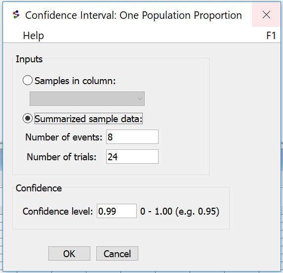 You then have a choice to calculate the confidence interval from raw data or from summary data (number of events (successes, number of trials (sample size.