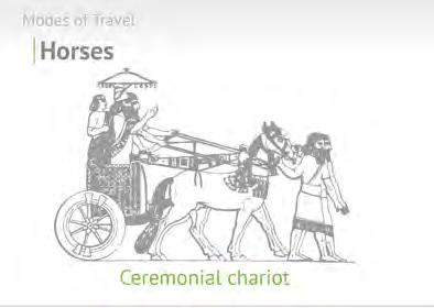 drawn by horses. Their primary function in the ancient world was to move the archers around.