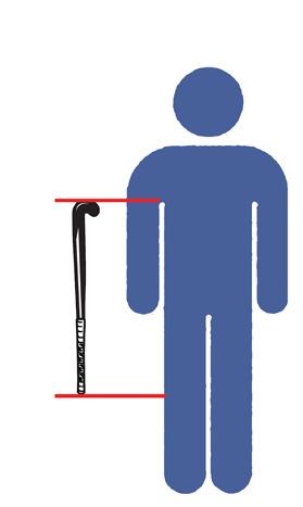 Dutch Sizing Method Hold your field hockey stick upside down, with the head in the air, and insert the head into your armpit, as if it were a crutch.