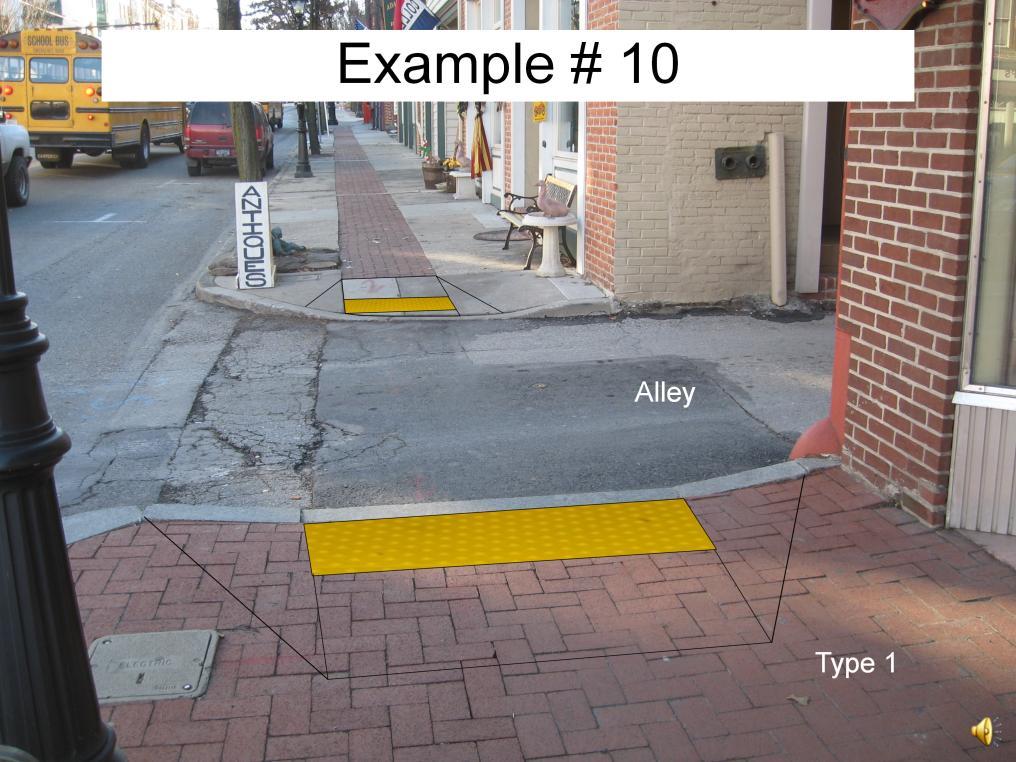 The answer is yes. DWS is required where pedestrians are likely to encounter traffic.