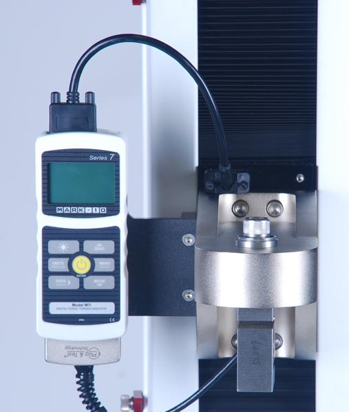 2.5 Installing a load cell with indicator or force gauge Once the test stand is in a stable and secure position, install a load cell and indicator, or a force gauge, with the hardware supplied.