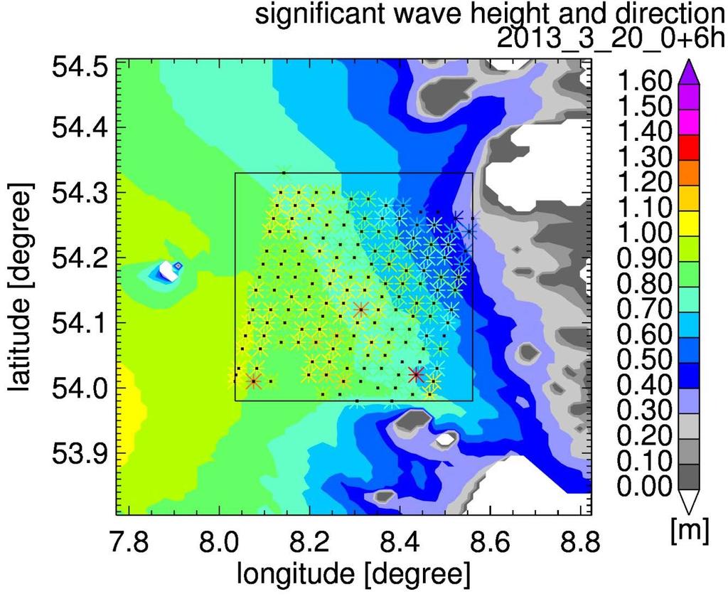 Comparison of TerraSAR-X (satellite) observations with CWAM results: Significant wave height computed by CWAM and