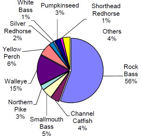20 Great Lakes Basin Report For Northern Pike, the 2013 (33%) and 2014 (34%) yearclasses made up the majority of the catch. Smallmouth Bass averaged 17.