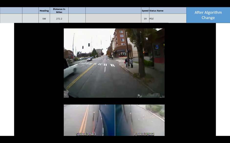 Figures 18 & 19 show screen shots of video playback before and after the algorithm changes at a specific Washington State transit authority.