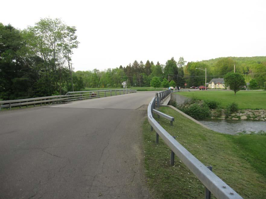 the roadway The bridge at the end of Temple Street over the creek has no pedestrian access