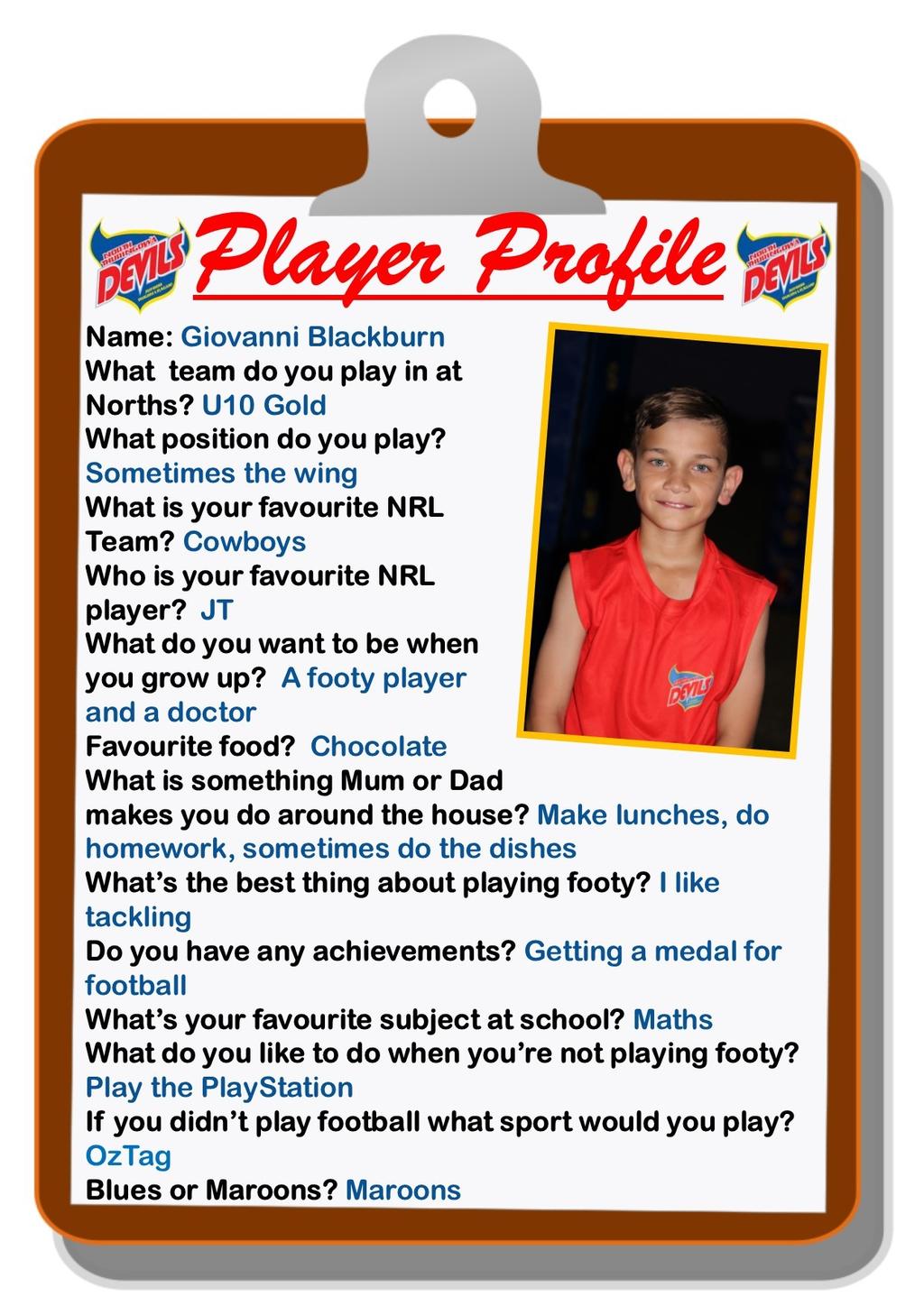 Would your child like to be one of my Player Profiles?
