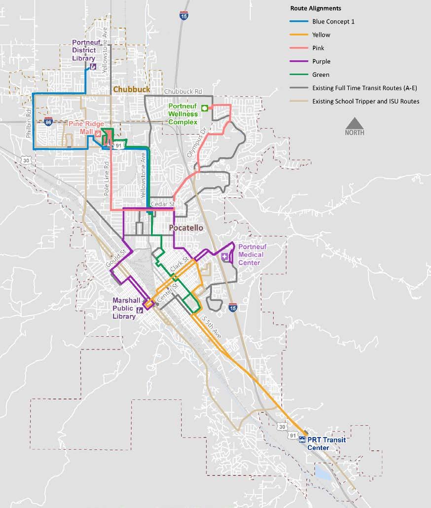 Proposed Full Time Routes Concept 1: Cost-Neutral All full time routes run bi-directional service Buses arrive once every 60 minutes at each stop All full-time routes run for 12 hours on weekdays