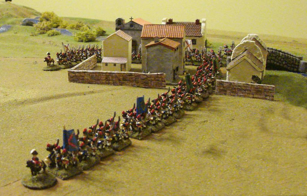 Following the cavalry, La Serna's infantry floods across the bridge, and through