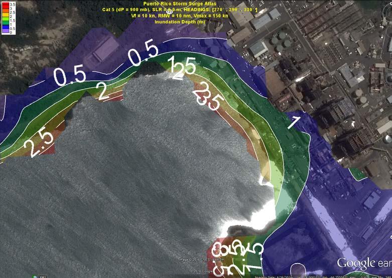 14 Figure 19 - Inundation Depth for category 5 hurricane under SLR = 0 m. Costa Sur.