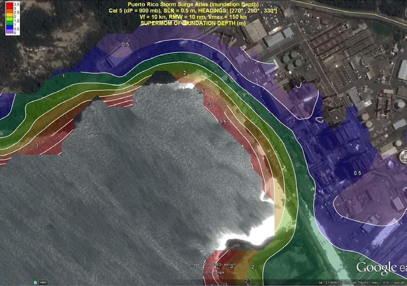 21 Figure 33 - Inundation Depth for category 5 hurricane under SLR = +0.5 m. Costa Sur.