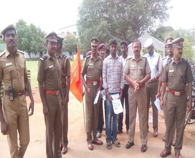 deputy commissioner of police Mr. T.K Rajasekaran, The rally was about 5 km from Singanallur to Ramanathapuram. This was successfully accomplished by 50 volunteers of RSP.