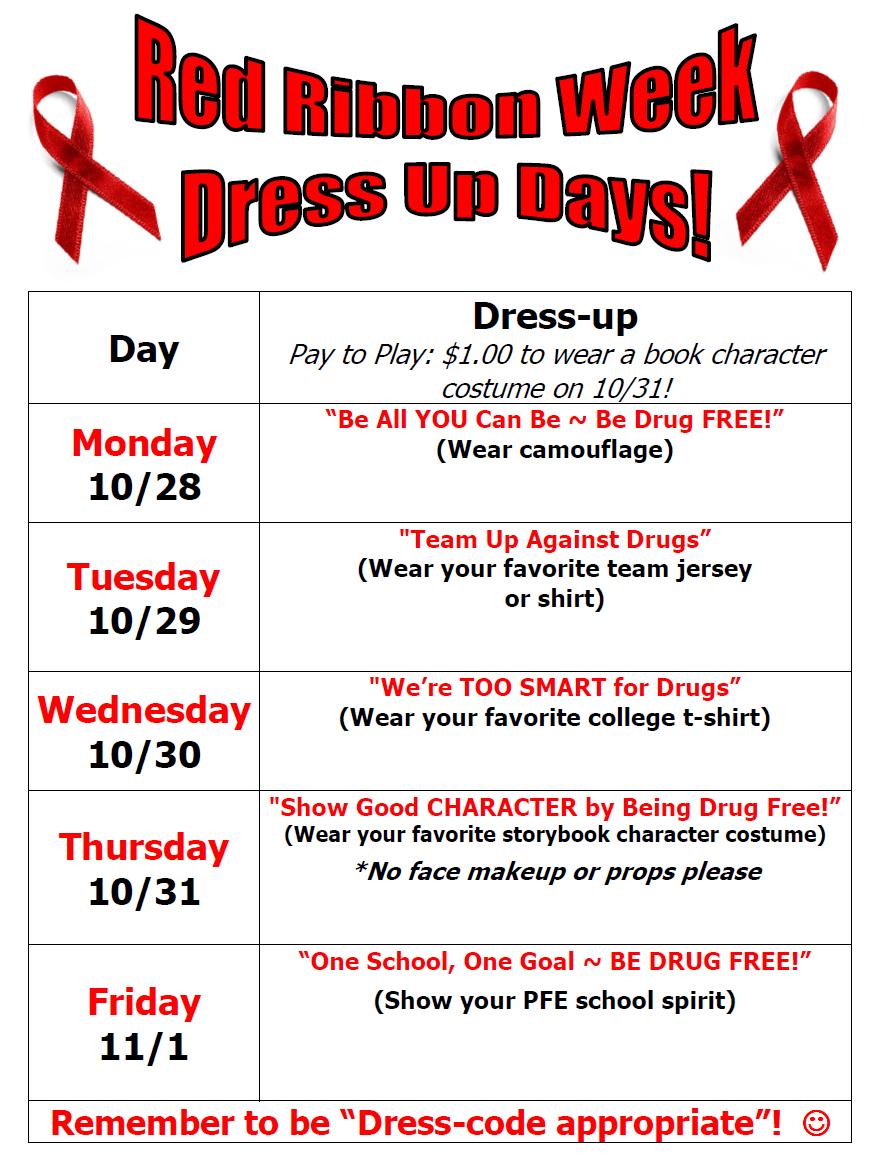 Week, October 28 th November 1 st. We will have many activities at school that will help spread our message of: One School, One Goal ~ Bully and Drug Free!