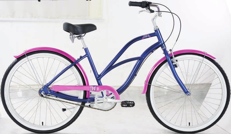 CRUISER TIKI 3 LADIES 26 CRUISER - 3 SPEED CODES ONE SIZE FITS MOST Gloss Navy Blue / Gloss Pink 16276 GEOMETRY ONE SIZE FITS MOST STACK 521 REACH 420 EFFECTIVE TOP TUBE LENGTH 620 SEAT TUBE (CENTRE