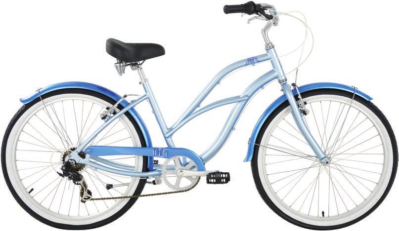 CRUISER TIKI 7 LADIES 26 CRUISER - 3 SPEED CODES ONE SIZE FITS MOST Gloss Ice Blue / Gloss Blue 16277 GEOMETRY ONE SIZE FITS MOST STACK 521 REACH 420 EFFECTIVE TOP TUBE LENGTH 620 SEAT TUBE (CENTRE
