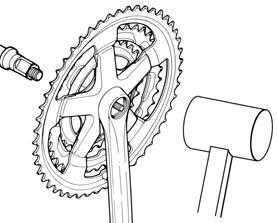 Lightly tap the crank onto the axle. New cotterless cranks may become loose with initial use.