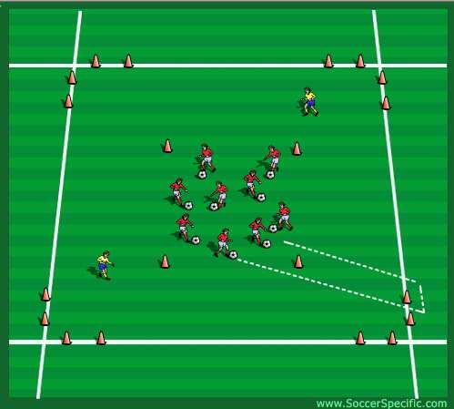 U10 Week Two: Dribbling Warm Up: Skills Box 10 Minutes SET UP: 30x30 Yard Area All players start with a ball inside the skills box, perform a skill and dribble out to any set of gates and return to