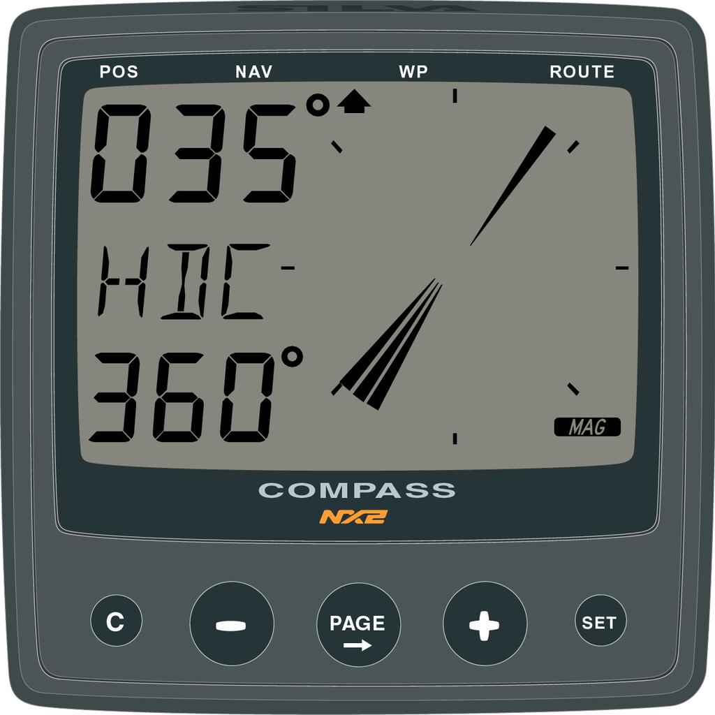 COMPASS 4.2 How to use the 4 push-buttons COMPASS HEADING INFOTEXT COURSE or STEER information SUB- FUNCTION CLEAR DOWN 4.2.1 PAGE A press on PAGE, changes the mode page of the graphical display.