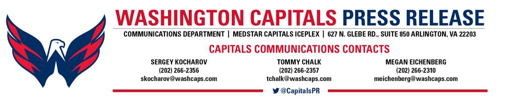 FOR IMMEDIATE RELEASE September 12, 2018 Capitals Announce Training Camp Schedule and Roster On-ice practices are open to the public and free of charge ARLINGTON, Va.