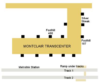 50 Travel to the end of the line, Montclair Transcenter. For the DoubleTree: Take Foothill 187 (Pasadena). Give the driver the transfer. Get off at Foothill Boulevard and Indian Hill Boulevard.