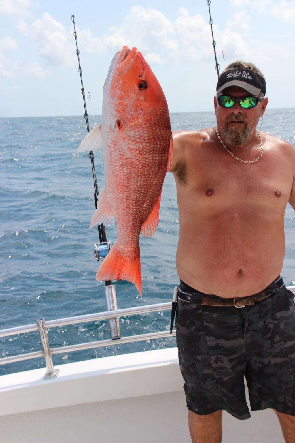 Don Crum s last genuine red snapper catch of the day! If, I am counting right I believe he caught 6 big snapper!