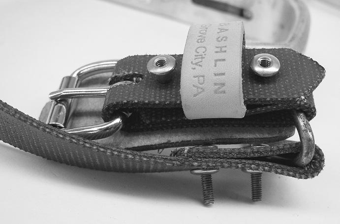 It is easiest to place the leather keeper under the strap, then insert the screw-rivet in the hole