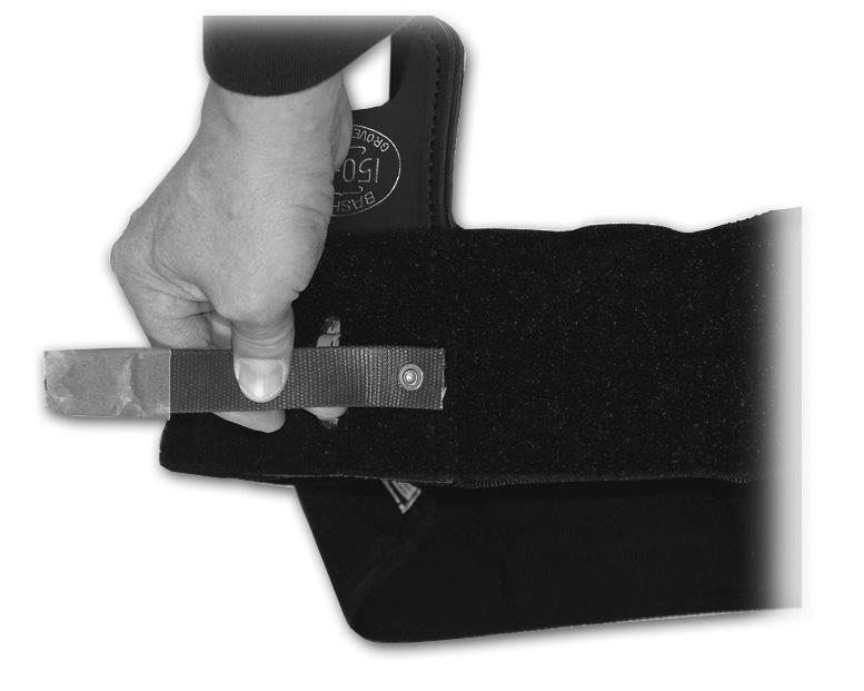 (A) (B, C) Feed the climber pad retaining strap through the top slide loop