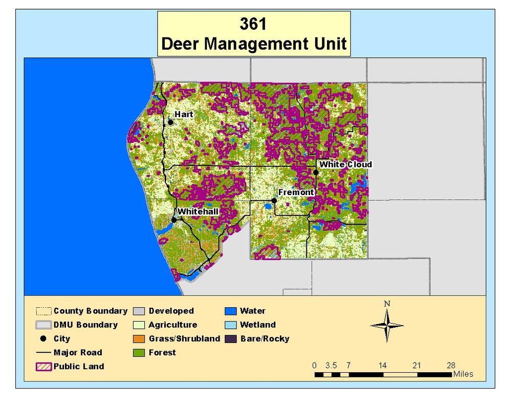 Figure 1: Habitat and land use distribution in Deer Management Unit 361 adjust the harvest strategy as needed.