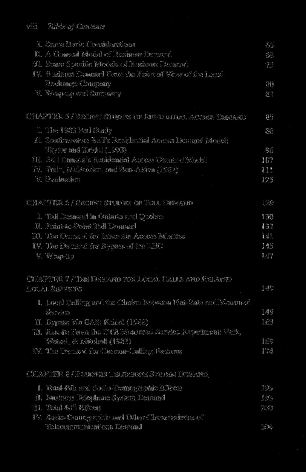 viii Table of Contents I. Some Basic Considerations 65 II. A General Model of Business Demand 68 III. Some Specific Models of Business Demand 73 IV.