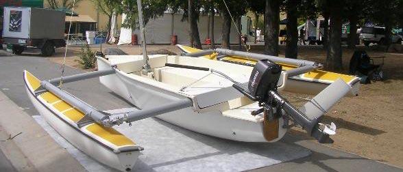 6hp Parsun 14ft Calypso outriggers and trampolines.