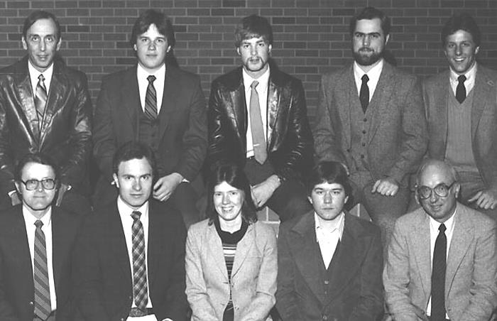 Meiske (Coach) Front: Doug Binder, Tom Pierson, Gred Wilson Not pictured: T.M. Peters (Coach) 1983 Meat Animal Evaluation Team Back: R.