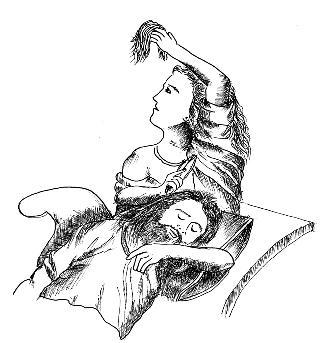 Illustration #8 Aralin 2.4 Gamit ang kaniyang kagandahan at husay sa panlilinlang, ilang beses niyang tinanong si Samson kung saan nanggagaling ang lakas nito.