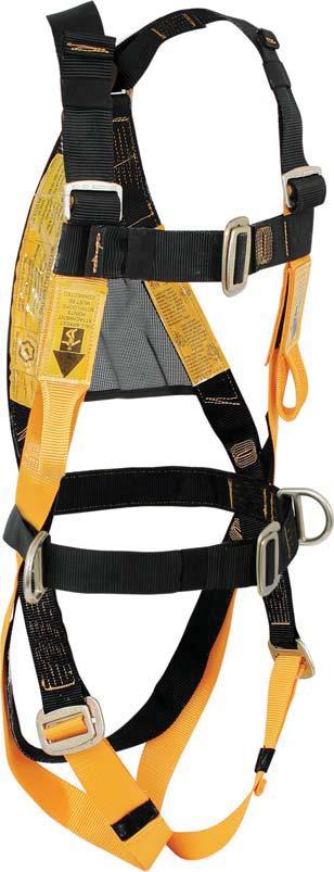 Breathable mesh panel gives the harness form and aids in correct donning Chest strap keeps shoulder straps correctly located Fall arrest attachment points shown in park position Breathable mesh panel