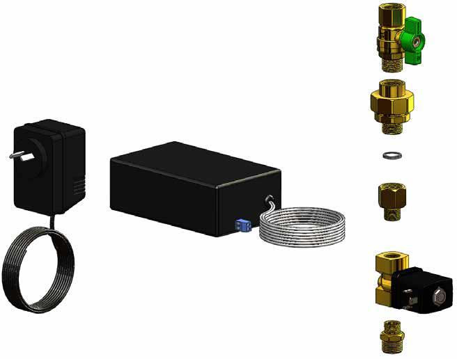 PRODUCT COMPONENTS AND SPARE PARTS LIST 2.1 EXPLODED VIEW Shut off Valve Transformer Sensor Union Filter Connection Nipple Solenoid FIGURE 2.1 2.