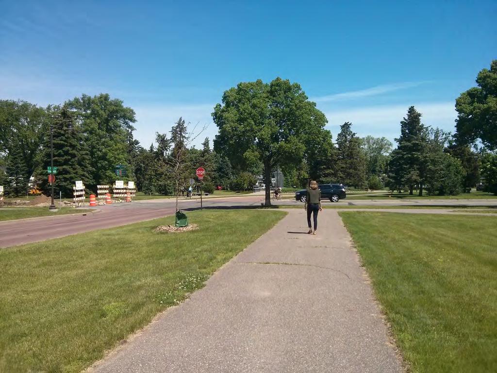 Shared-use paths can also exist in the form of shared use sidepaths that run along roadways and provide a space for pedestrians and bicyclists to access commercial, residential, and retail