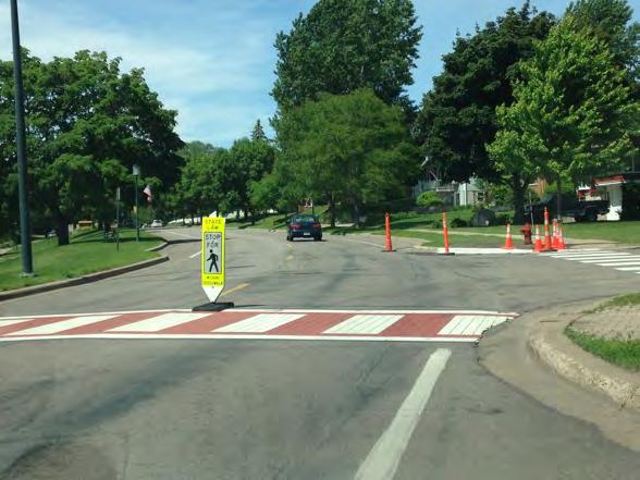 Consideration should be made for upgrading pavement markings at intersections in Robbinsdale, especially those identified as priority intersections, those undergoing reconstruction, and those at